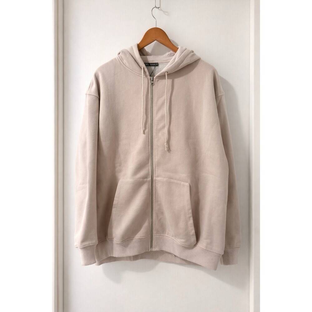 Zara Oversized Mauve Zip Up Hoodie Size S NWT Cozy Minimal Lounge